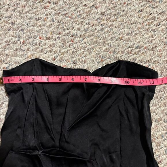 Zara Mini Strapless Bodycon Tube Dress Satin Black- Size Large - Picture 7 of 8